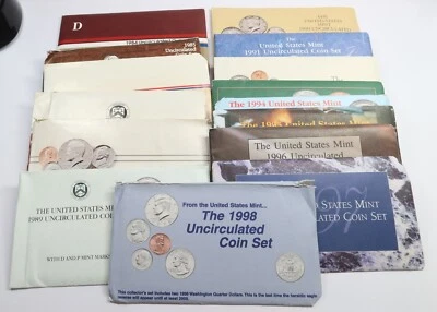 1984-1998 US Mint Uncirculated UNC 15 Sets in OGP - *no 1996 W Dime* #47023Y - Image 1 of 3
