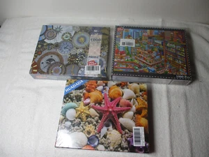 LOT OF 3 NEW FACTORY SEALED HUA DADA 1000 PC PUZZLES TOWER CLOCK  STARFISH - Picture 1 of 8