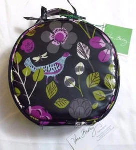 Vera Bradley FLORAL NIGHTINGALE HATBOX Cosmetic TRAVEL Crafts CASE Blue BIRD NWT - Picture 1 of 5