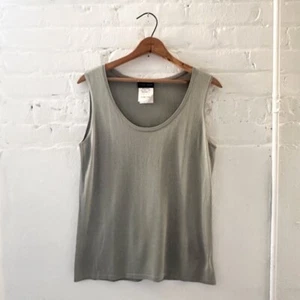 Rena Lange Silk Knit Sleeveless Sweater Top Tank Gray - Size large - Picture 1 of 6