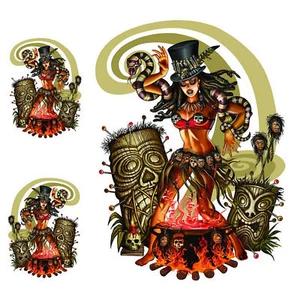 Aufkleber-Set Voodoo Woman Schlange 15 x 11 cm Decal Sticker - Picture 1 of 1