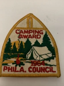 VINTAGE BSA BOY SCOUT OF AMERICA PATCH. VINTAGE 1964 CAMPING AWARD PHILA.COUNCIL - Bild 1 von 12