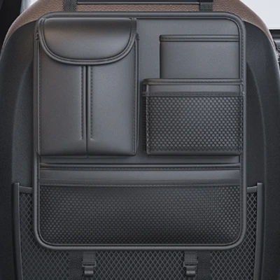 Car Organizer Seat Back Storage Bag Leather Hanging Bag Food Drink Carry Holder - Image 1 of 4