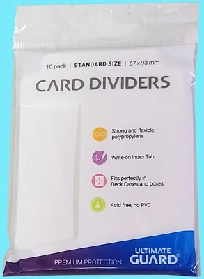 10 ULTIMATE GUARD WHITE CARD DIVIDERS Standard Size Gaming Deck ccg tcg Sorting - Image 1 of 2