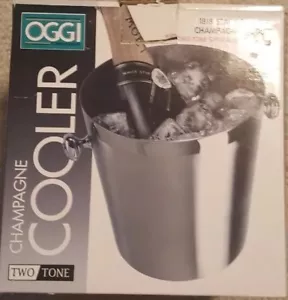 OGGI Champagne Cooler, 18/8 Stainless Steel two tone finish NIB - Picture 1 of 9