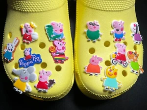 14 pcs shoe charms for croc Theme Charms cute pig peppa Cartoon Shoe Charms - Picture 1 of 8