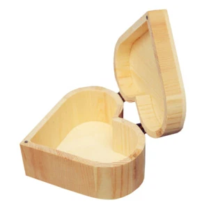 1PC Heart Wooden Box Unfinished Wood Box Wooden Jewelry Box Bracelet Box - Picture 1 of 12
