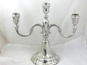 SOLID SILVER   TWIN ARM CANDELABRUM    Hallmarked  GERMANY Circa 1905 - Picture 1 of 7