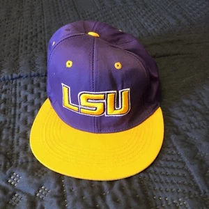 Vintage LSU Tigers hat cap snap back Yellow purple mens football 6 Panel Vented - Picture 1 of 7