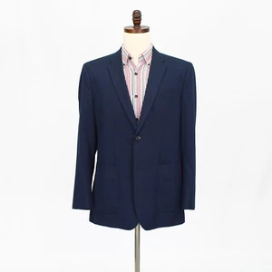 Perry Ellis 44R Navy Sport Coat Blazer Jacket Striped 2B Polyester - Picture 1 of 11