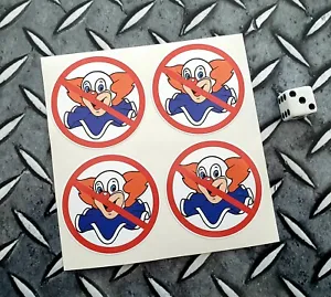 Bozo Clown Stickers No Bozo Decals X 4 Vintage Style DECALS 2" - Picture 1 of 1