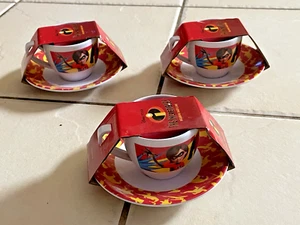 The Incredibles Disney Childs Melamine Babyccino Cup & Saucer X3 - New - Picture 1 of 14