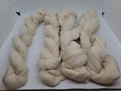 315g Silk Blend Lace Weight Yarn Ivory Color 4 Twist Skeins - Image 1 of 4