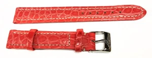 Auténtica correa de cuero Breitling rojo naranja cocodrilo hebilla Tang SS 15/14 mm - Imagen 1 de 3