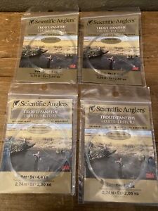 New Lot 4 Scientific Anglers Trout Panfish Tapered Leader 9 Ft 5X 4.4 LB 