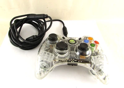 Xbox 360 Afterglow Clear/Blue Console Controller Wired Untested* - Image 1 of 4