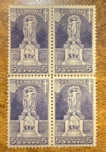 Francobollo vintage USA #628 Ericsson blocco commemorativo di 4 MNH OG - Foto 1 di 1