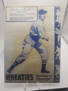 Bob Feller 1937 Wheaties Serie 8 (caja posterior de trigo) 6x8 - Imagen 1 de 2