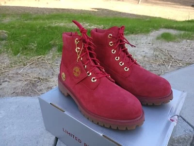 Timberland 6" Botas JR TALLA 6 Edición Limitada Rojo y Dorado Foto 1 de 4