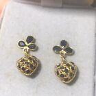 18Kt Gold And Blue Sapphire Puffy Heart Earrings Gorgeous