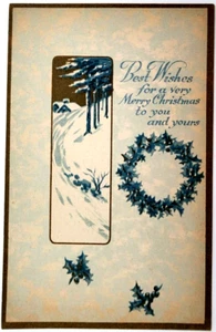 Vintage Gibson Art Co Christmas Postcard Best Wishes Holiday Greetings - Picture 1 of 2