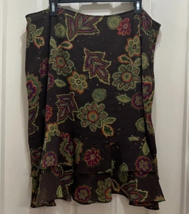Oscar by Oscar De La Renta Floral Crepe Skirt Boho Gypsy Y2K 90s plus size 16 - Picture 1 of 6