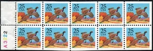 US Scott #2283c #A3222 pane of 10 with tab, missing red, MNH (from booklet) - Picture 1 of 1