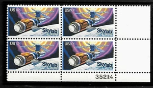 NASA SKY LAB LAUNCHING 1974 1ST ANNIVERSARY MVF NH 10c STAMP BLOCK PN# OVERPRINT - Picture 1 of 2