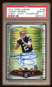 POP 2 PSA 10 JOHNNY MANZIEL 2014 TOPPS CHROME RC AUTO /15 XFRACTOR PULSAR HOT RC - Picture 1 of 1