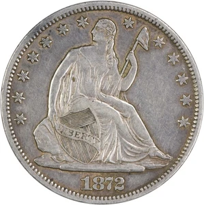 1872-S Liberty sitzender Silber Half Dollar vz ungeprüft #727 - Bild 1 von 2