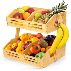 Obstkorb mit 2 Ebenen, Bambuskorb für 12,6 x 10 x 11 cm,  - Bild 1 von 2