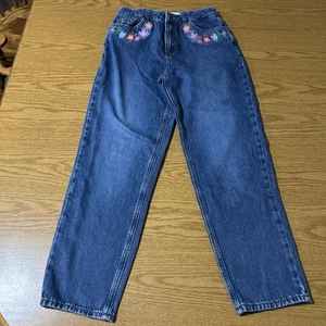 Girls Mini Boden relaxed straight embroidered jeans size 13-14 EUC - Picture 1 of 8