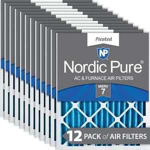 Nordic Pure 18x18x2 Pleated MERV 7 Air Filters 12 Pack - Picture 1 of 7