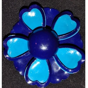 Vintage Brooch Enamel Flower Retro Collectible Pin Blue - Picture 1 of 2
