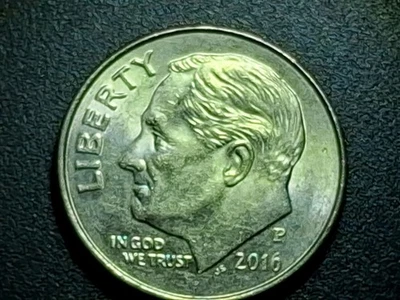 🔥🔥2016-P 10C Dime Error. DDO/DDR, Die Cuds Over Eye & on Reverse - Image 1 of 4