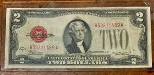1928 C $2.00 DOLLAR RED SEAL NOTE circulated B 46834737 A BA BLOCK NICE - Picture 1 of 4