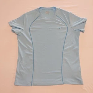 NIKE Youth Large Short Sleeve BLUE TOP Mesh SWOOSH LOGO Dri-Fit - Picture 1 of 8