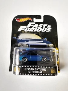 Hot Wheels Premium Retro Entertainment Nissan Skyline R34 GTR Bayside Blue - Picture 1 of 4