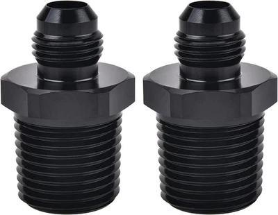 1/2" NPT to 6AN Fitting Male Straight Fittings Adapter Aluminum Black 2Pcs - Image 1 of 4