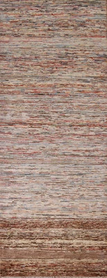 Hand-Knotted Modern Wool Carpet Striped Hallway Gabbeh Style Runner Rug 3x8 Ft  - Image 1 of 4