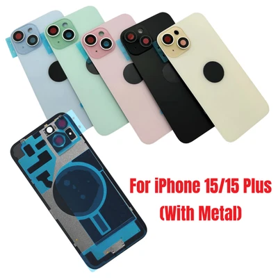 Back Glass Big Hole Rear Cover with Logo For iPhone 15 14 13 12 11 8 XS X SE Lot - Image 1 of 4