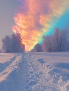 Canvas Art Winter Landscape Pink Blue Clouds At Dusk Wall Picture Poster Print - Picture 1 of 22