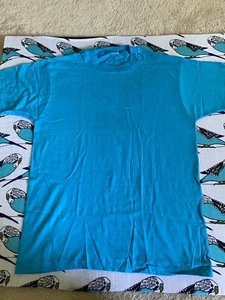 NUEVO SIN ETIQUETAS Fruit Of The Loom Camiseta Vintage Puntada Única Azul Lisa XL Preencogida - Imagen 1 de 9