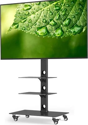 BONTEC TV-Ständer Rollen 30-70 Zoll Bildschirme bis 40 kg 6 Höhenverstellungen - Bild 1 von 4