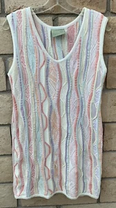 Vintage Coogi Sleeveless Sweater Dress Mini Multicolor Pastel Size L - Picture 1 of 24
