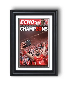 Fútbol Liverpool 2025 "CHAMP20NS" 20º título inglés enmarcado portada periódico - Imagen 1 de 12