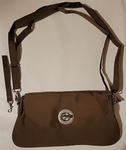 Baggallini Subway Small Brown Nylon Shoulder Crossbody Convertible Bag Purse EUC - Picture 1 of 11