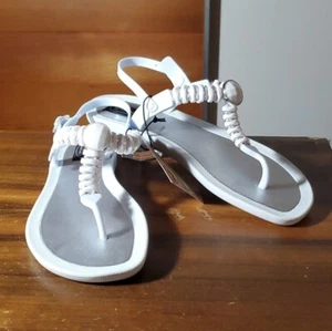 Grandco Talla 8 NUEVA Sandalia Ligera Espuma Chanclas Correa para el Tobillo Piedras Preciosas Blancas - Imagen 1 de 6