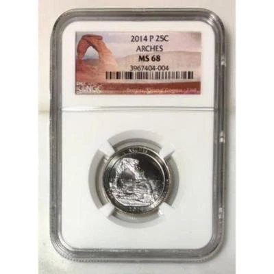 2014 P Arches ATB Quarter NGC MS68  ***Rev. Tye's Stache*** #4004115 - Image 1 of 2