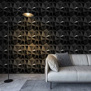 12pc Kitchen 3D Wall Panels Covering Black Cladding Wallpaper Decorative Tiles - Picture 1 of 12
